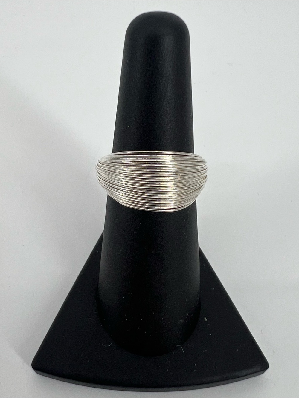 Sterling Silver Multi Wire Strand Layered Open Cuff Statement Ring 925 5.5-5.75